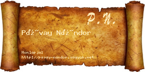 Pávay Nándor névjegykártya