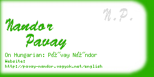 nandor pavay business card